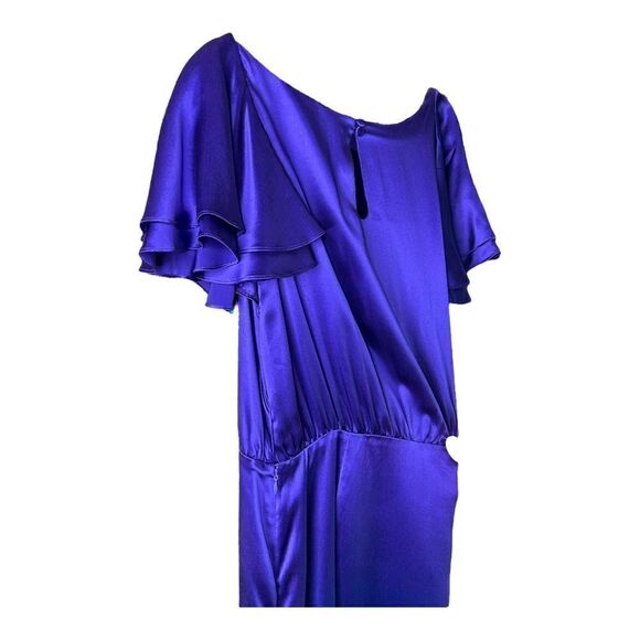 BANANA Republic Short Silk Dress Flutter Sleeve Indigo Blue Purple Womens 8 - Picture 3 of 6